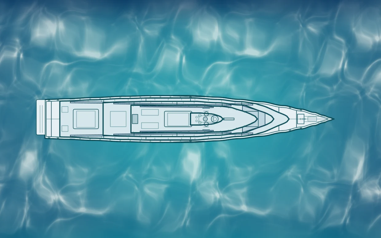 A Z Marine yacht seen from above on the water